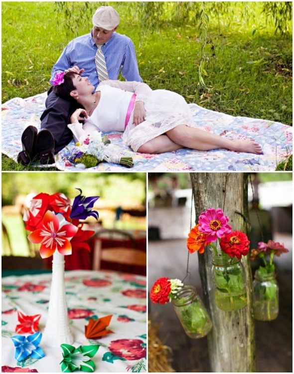 Country wedding with bright colors