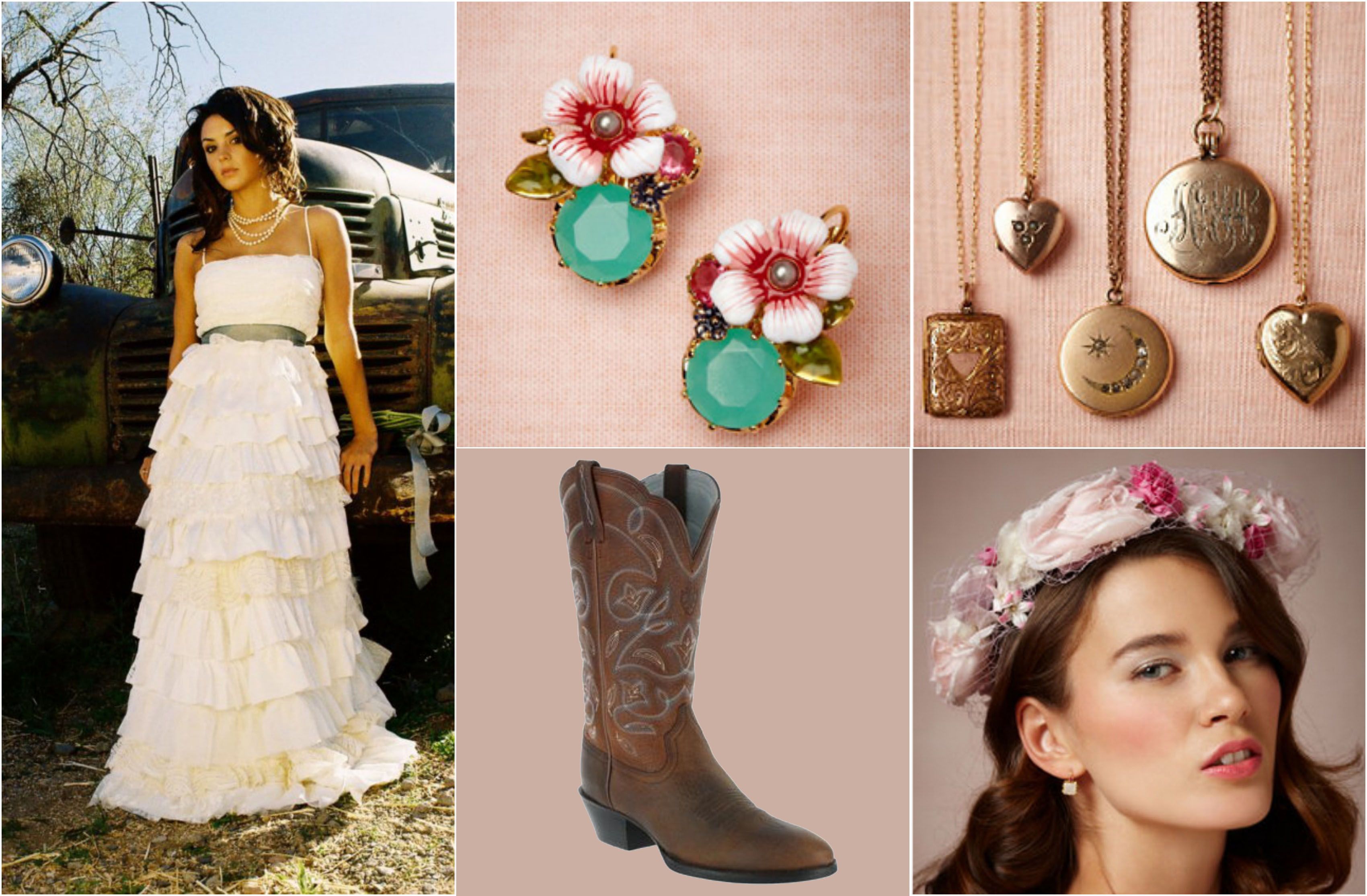 wedding dress and cowboy boots