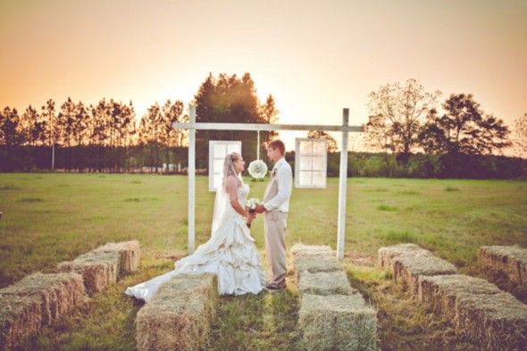 Country Wedding With Hay Bales