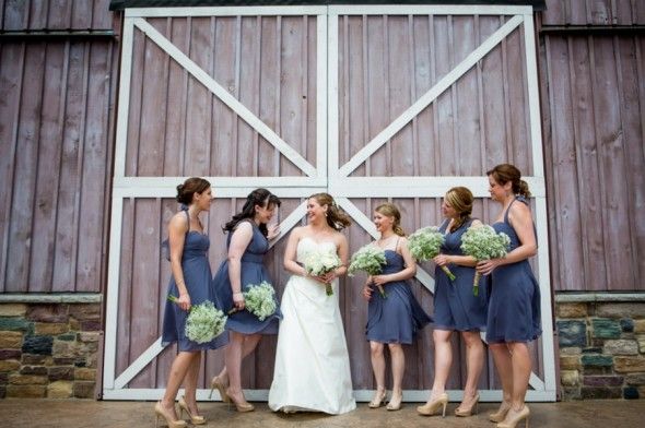 Bridesmaids Infront Of barn
