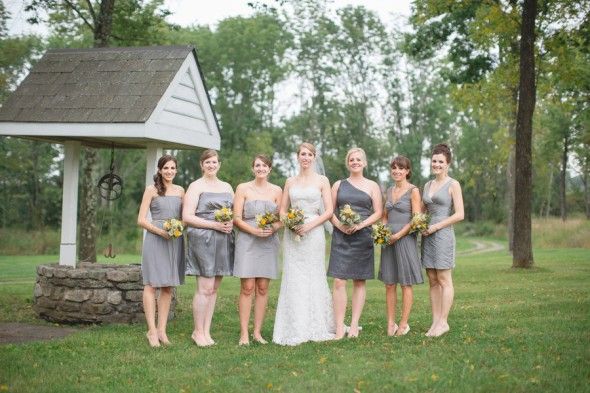 Bridesmaid dresses in grey