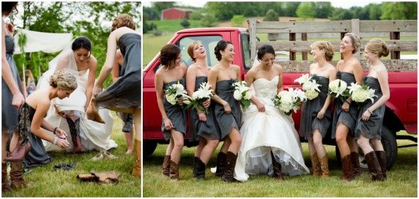 Bride + Bridemaids in Cowboy Boots