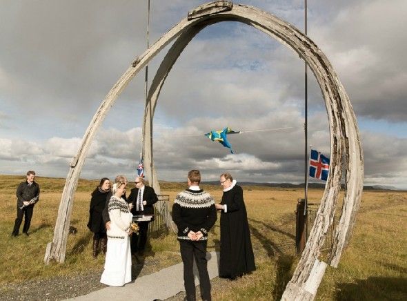 iceland ceremony wood arch