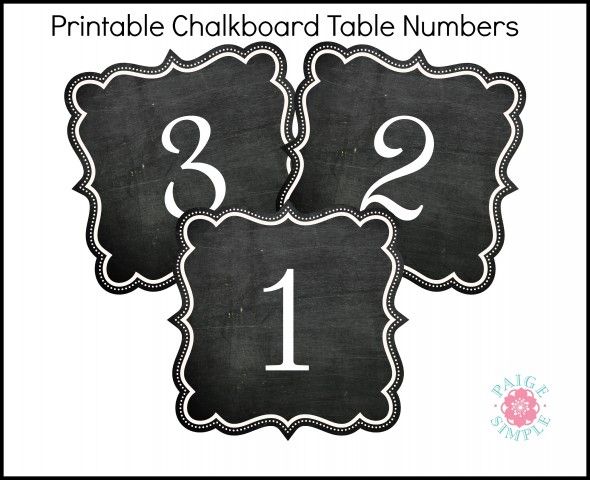 Chalkboard Table Numbers printables