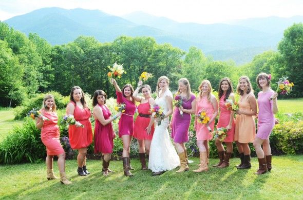 Different Color Pink Bridesmaid Dresses