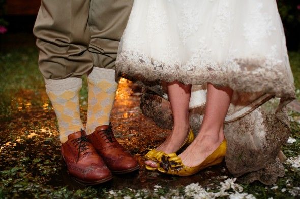 Yellow Flats On Bride
