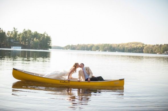 Bride And Groom In Canoe