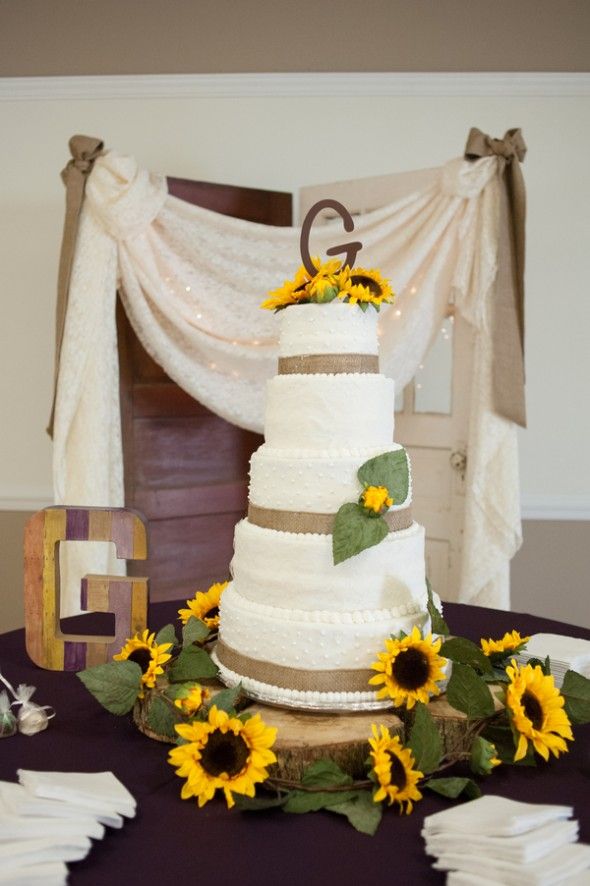 Sunflower Themed Wedding Cake