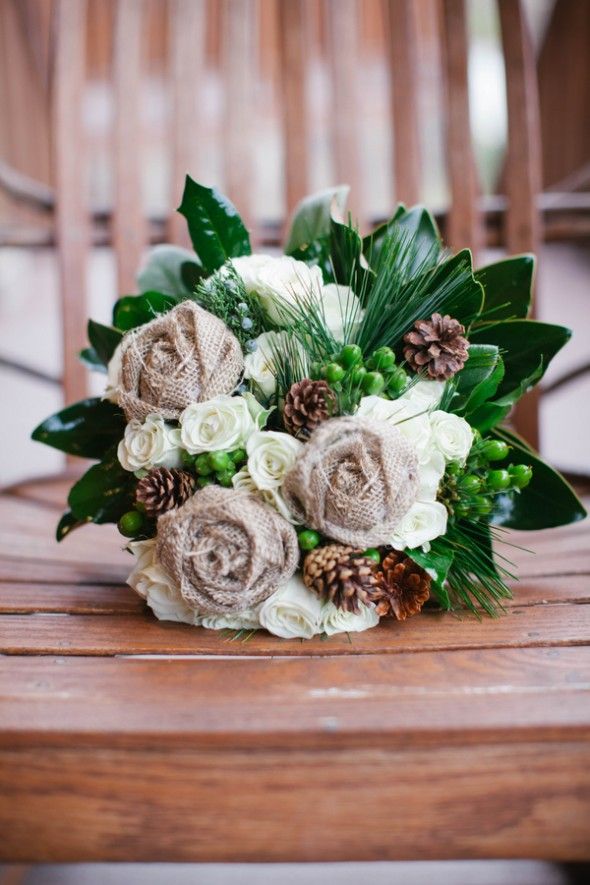 Wedding Bouquet With Pinecones