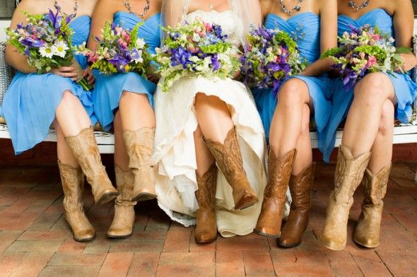 Bride & Bridesmaids In Cowboy Boots