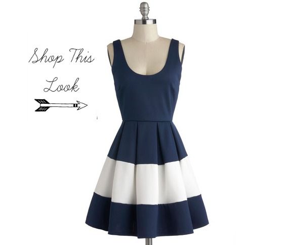 Navy Blue White Stripe Bridesmaid Dress