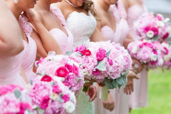 Pink wedding bouquets