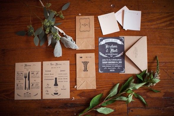 Rustic Kraft Paper Wedding Invitation