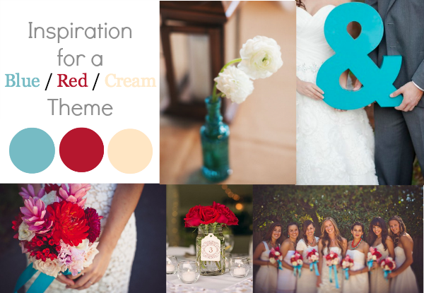 light blue and red wedding flowers
