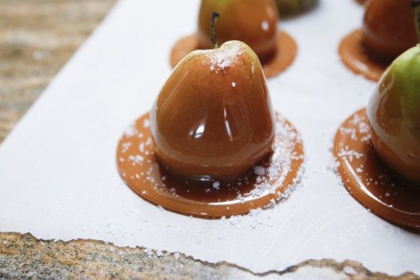 Salted Carmel Dipped Pears