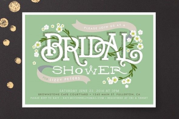 Green Floral Bridal Shower Invitation