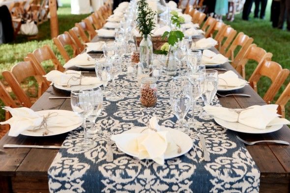 Patterned Table Runner At Wedding