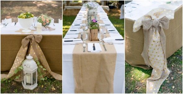 Burlap Covered Wedding Tables