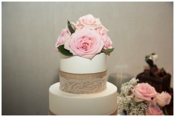 Pink Rose Country Wedding Cake