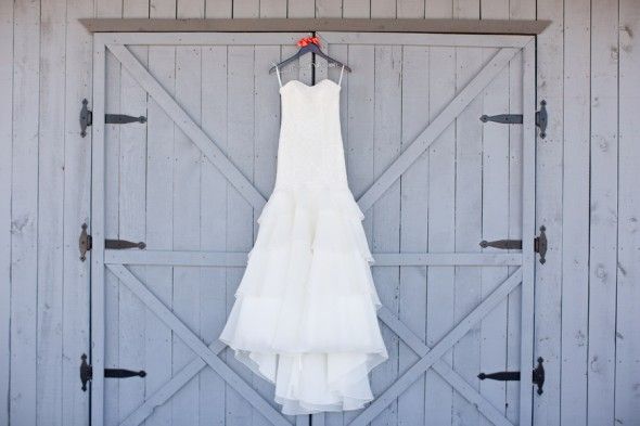 Wedding Gown On Barn