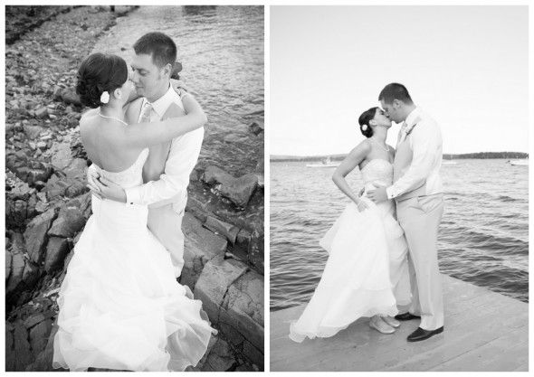 lakeside wedding bride and groom