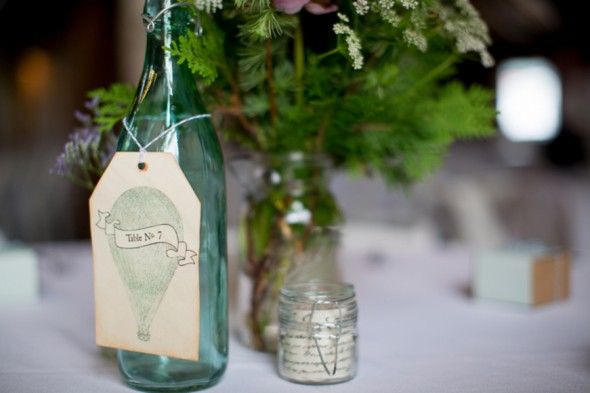 Barn Wedding Centerpiece and Table Numbers