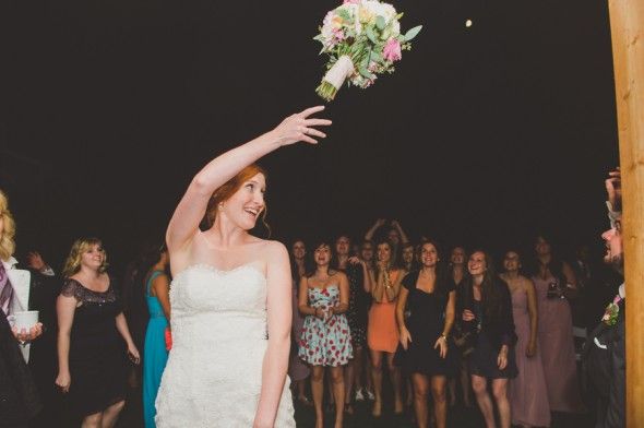 Bride Throwing Bouquet