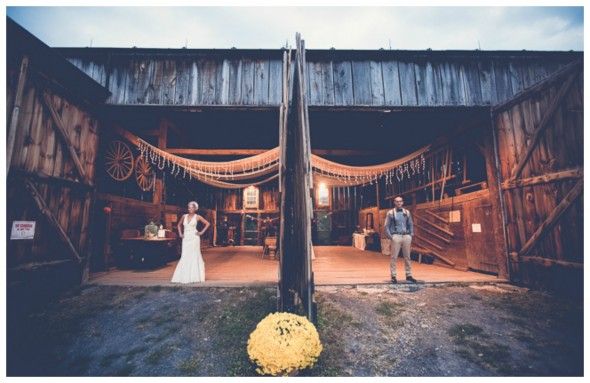 Vintage Farm Wedding Bride And Groom 
