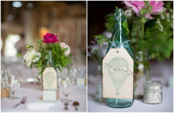 Barn Wedding Centerpiece and Table Numbers Details