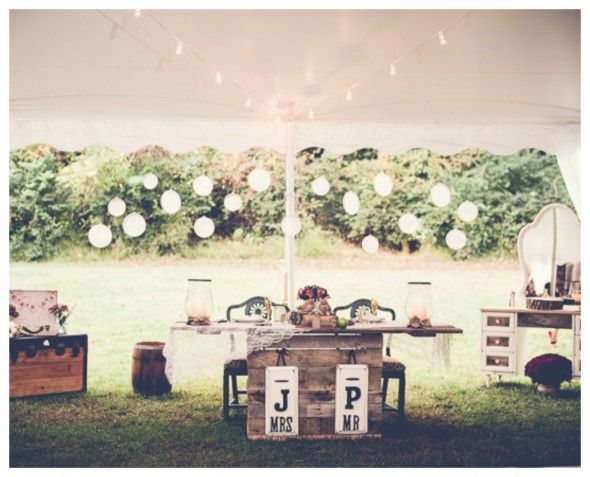 Vintage Farm Wedding Sweetheart Table