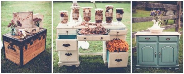 Vintage Farm Wedding Sweets Table