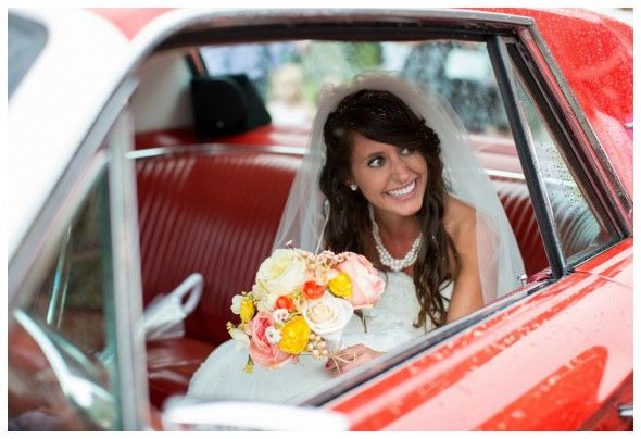 Red Mustang Wedding Car