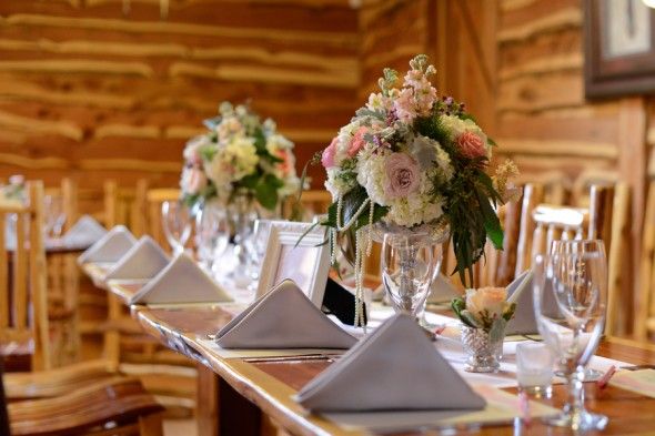 Texas ranch wedding reception tables