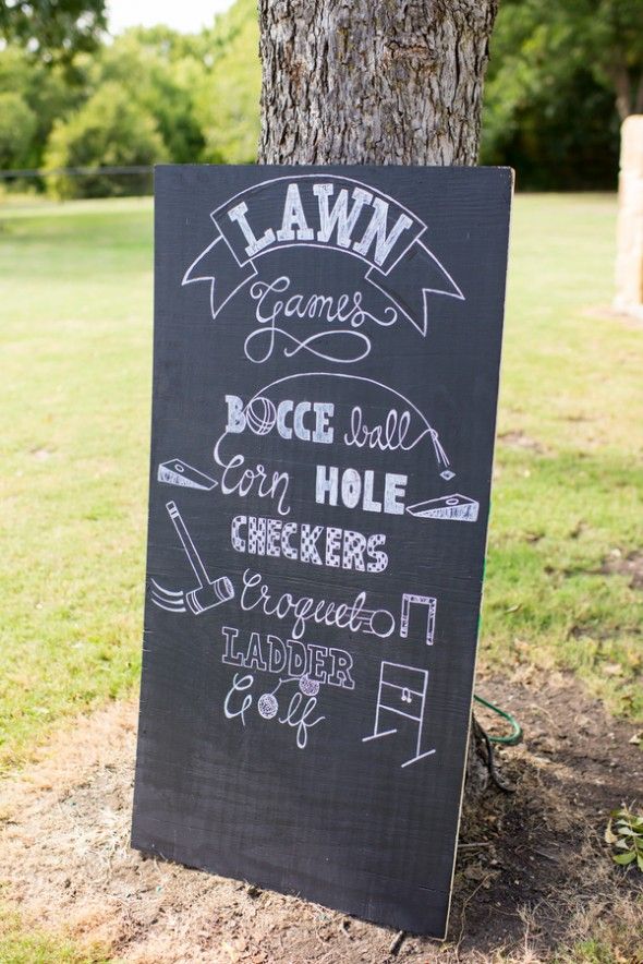 Chalkboard Style Wedding Lawn Games Sign