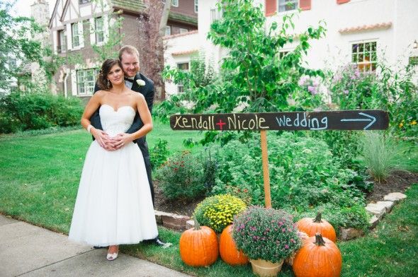 Fall Backyard Wedding with Pumpkins