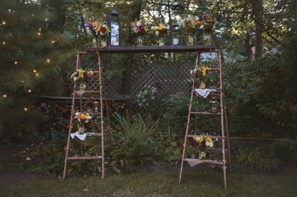 Backyard Wedding Ladder Trellis