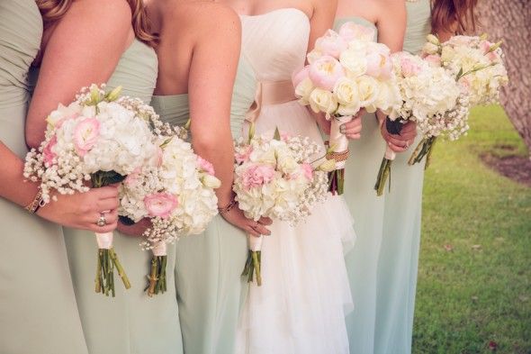 Southern wedding mint colored bridesmaid dresses