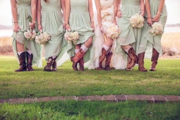 Brise and bridesmaids in cowboy boots