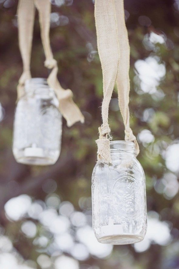 Hanging Mason Jars At Wedding
