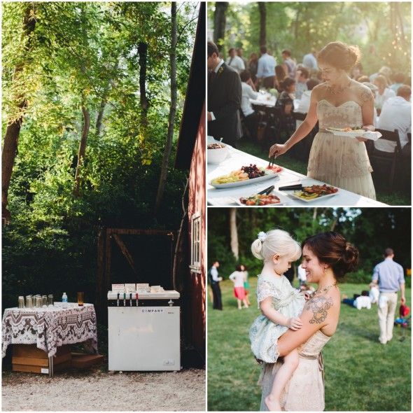 Backyard wedding drinks and buffet