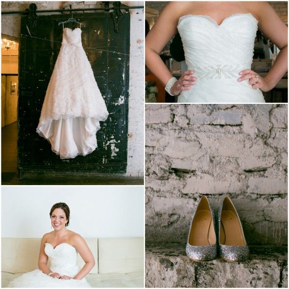 Beaded wedding dress and shoes