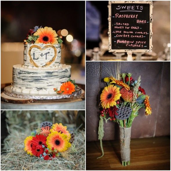 Birch Style Wedding Cake and Farm Flowers