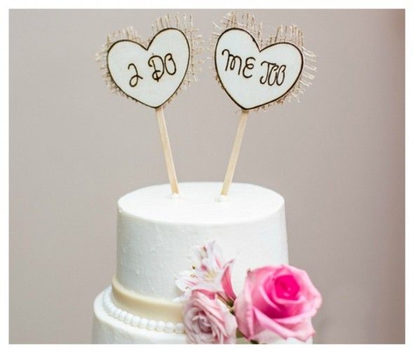 Classic Country Wedding Burlap Cake Topper