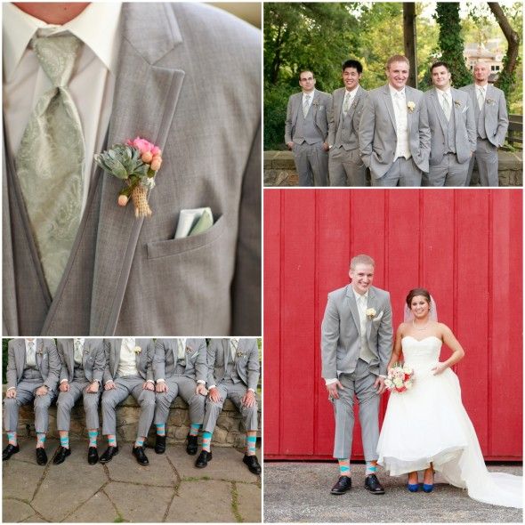 Country wedding groomsmen in matching socks