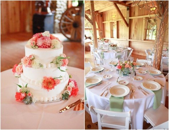 Country wedding cake with flowers 