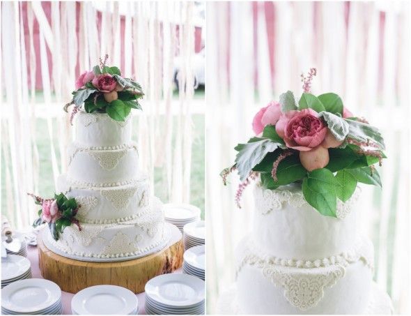 Country wedding cake with flowers