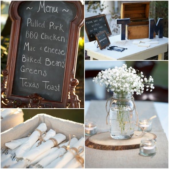 Country wedding menu and flowers