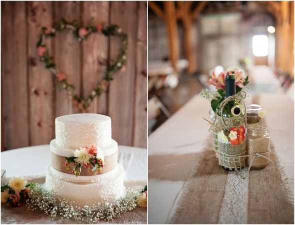 Farm Wedding Cake and Flowers