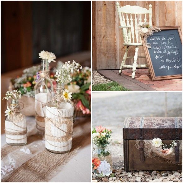 Farm Wedding Centerpieces and Flowers