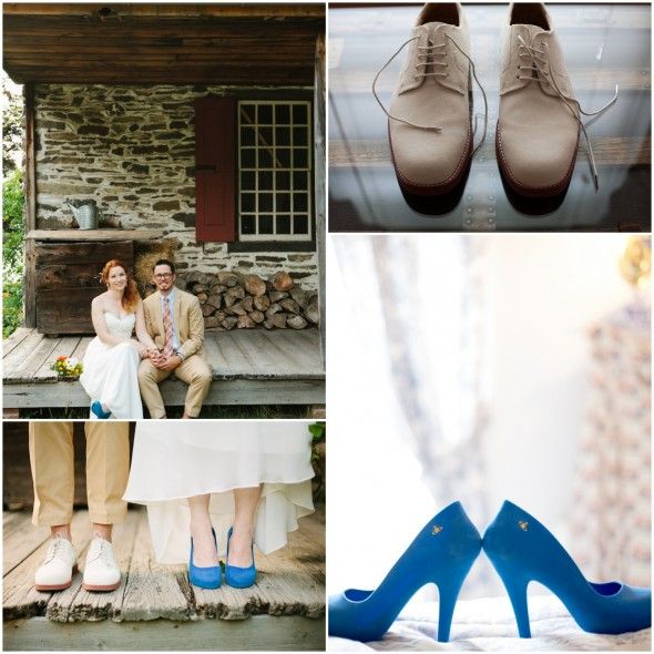 Rustic Wedding Brides Blue Shoes Grooms White Shoes